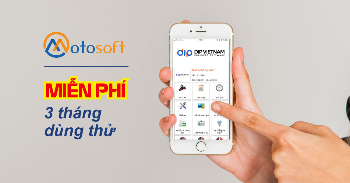 Miễn phí ứng dụng APP Mobile 3 tháng cho chuỗi cửa hàng xe máy