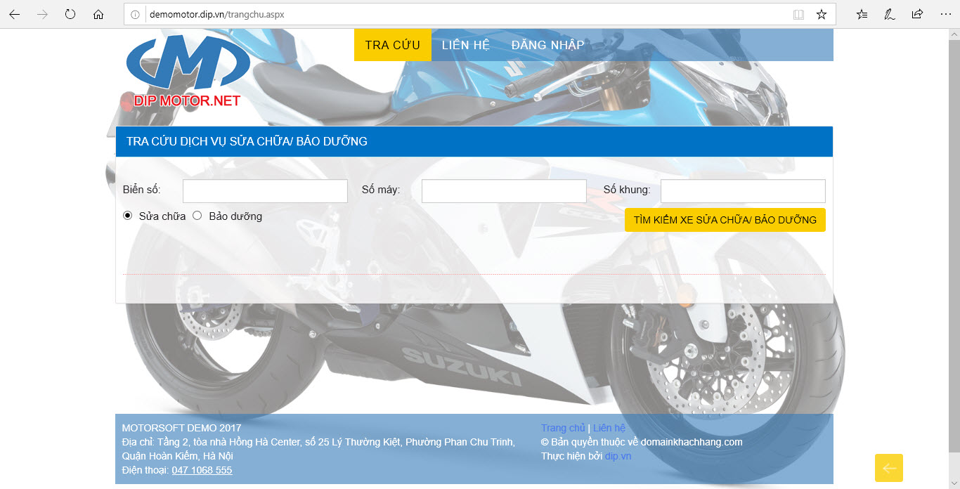 Webportal tra cứu dịch vụ bảo dưỡng và sửa chữa